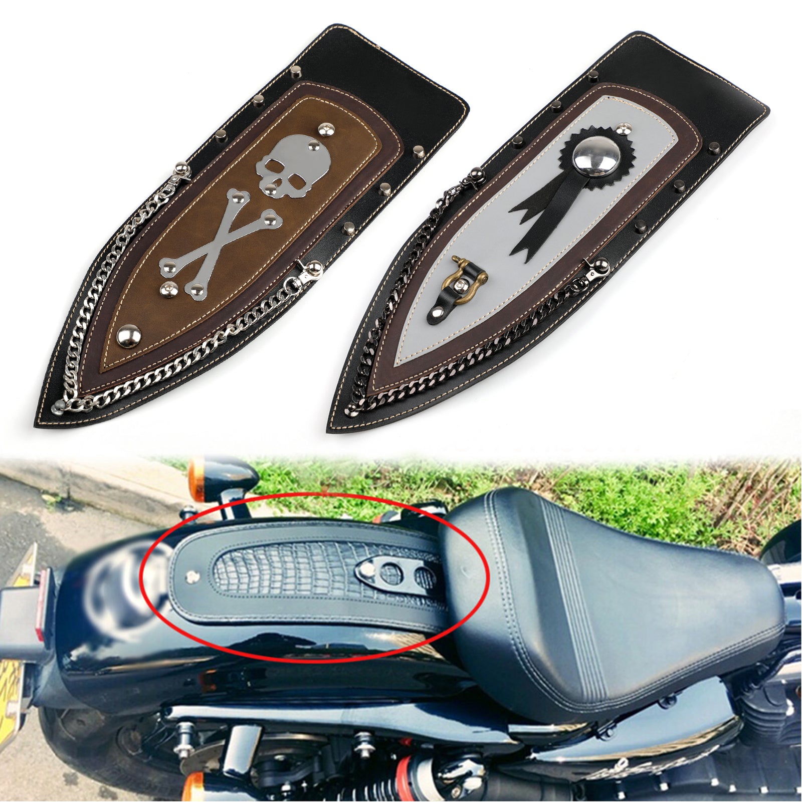 Leather Plain Rear Fender Bib Cover For 04-16 Harley Sportster XL883 Solo Seat Generic