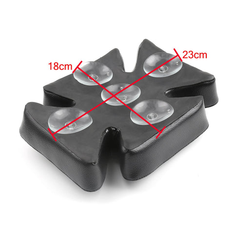 Black Pillion Cross Pad Seat 5 Suction Cups for Custom Chopper Dyna