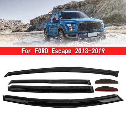 Car Window Sun Rain Guard Visors Kit 6PCS For FORD Escape 2013-2019 Generic