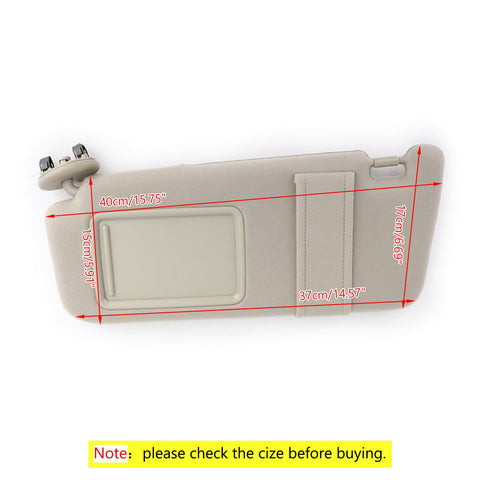 NEW GRAY Sun Visor LEFT Driver For 2007-2011 Toyota Camry WITHOUT Vanity Light