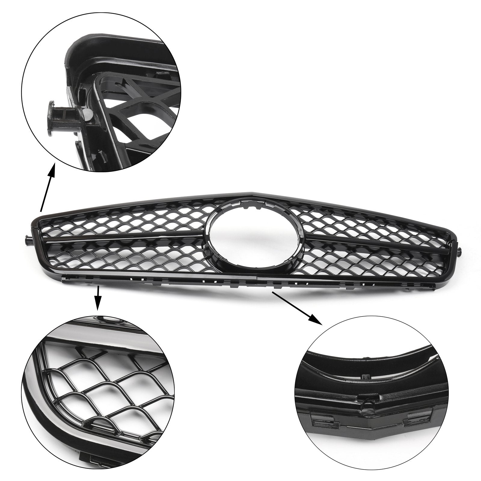 W204 C250 C350 08-13 Mercedes Benz AMG Style Gloss Black Grill Replacement Grille Generic