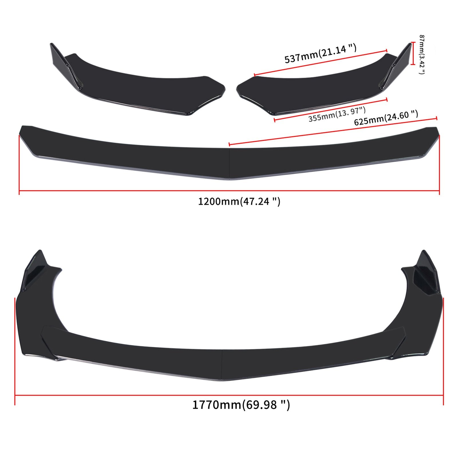 4PCS Universal Front Bumper Lip Body Kit Spoiler Fit GMC Honda Civic BMW Benz Generic CA Market