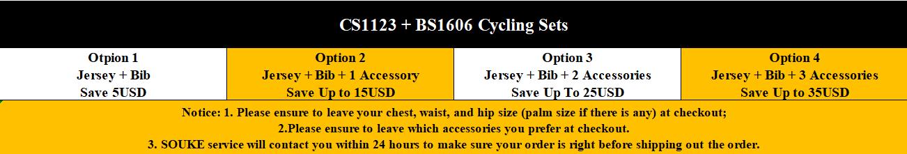 Jersey CS1123 + pantalones cortos BIB BS1606 + Accesorios - Souke Sports Cycling Set -Souke Sport