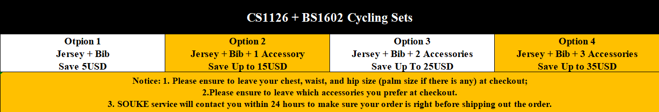 Souke Sports, CS1101 + BS1601, kits de cyclisme, ensembles de cyclisme,