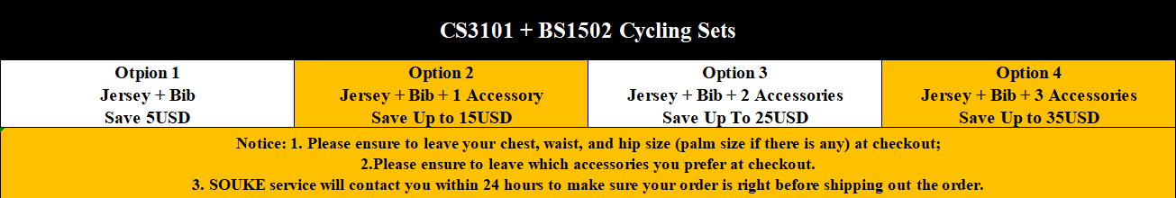 Souke Sports, CS3101+BS1502, kits de ciclismo, juegos de ciclismo