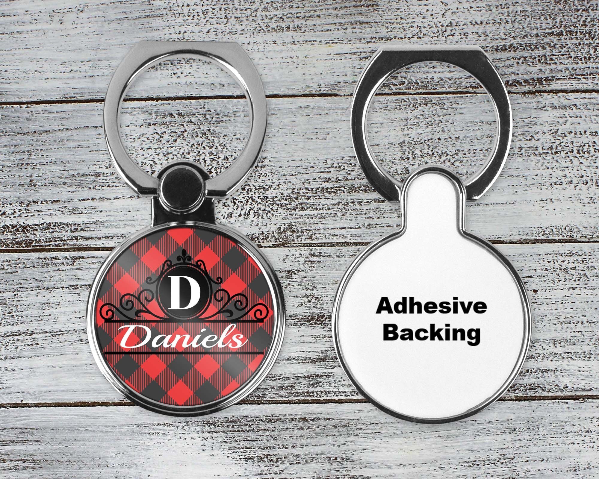 Personalized Phone Ring Stand | Monogram Cell Phone Grip | Buffalo Plaid