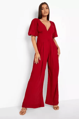 Red Wideleg Jumpsuit for Christmas