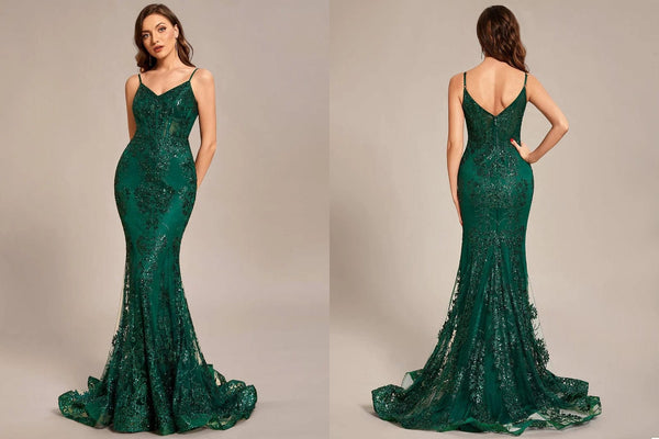 Sequin Embroidered See-through Mermaid Prom Dress