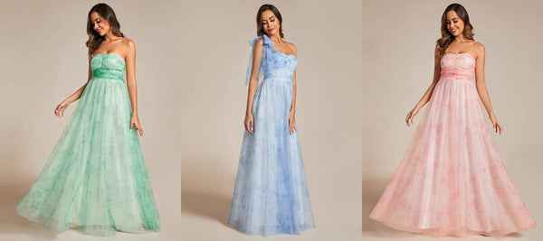 Floral Empire Waist Strapless Formal Wedding Guest Dress with A-line