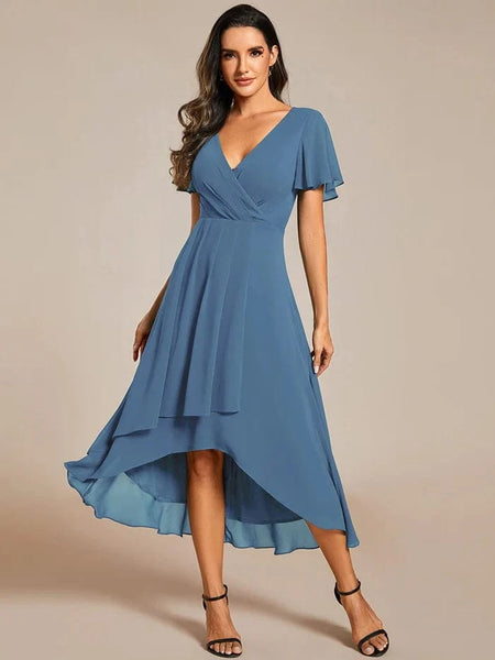 A-Line Midi Chiffon Wedding Guest Dress