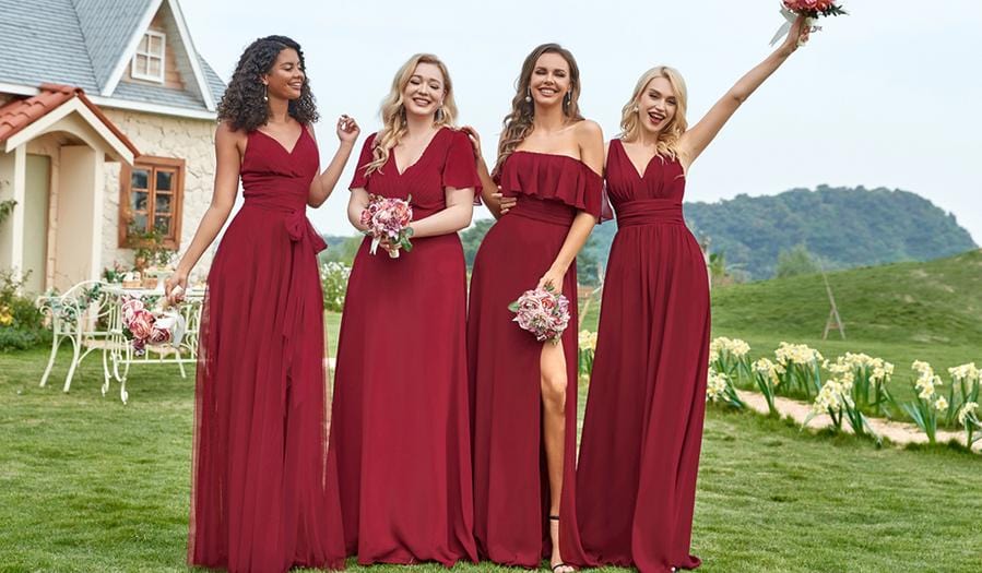 Curve Plus Size Burgundy Bridesmaid Dresses