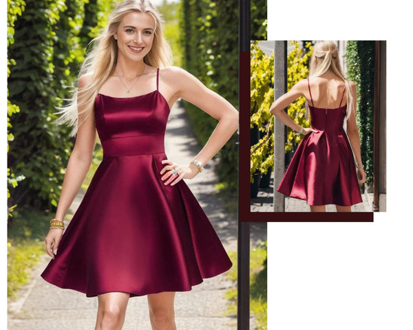 Spaghetti Strap A-Line Backless Short Homecoming Dress