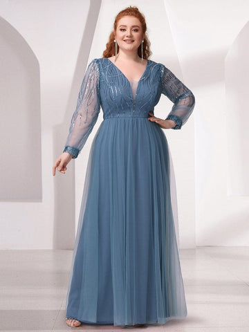Sequin Bodice Long Mother of the Bride Dress