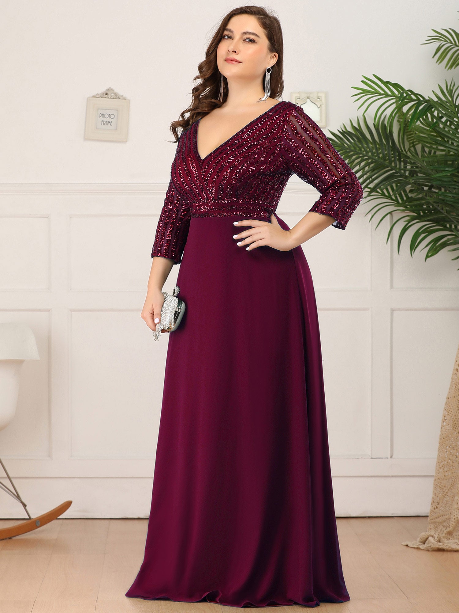 long sleeve sequin burgundy bridesmaid dresses