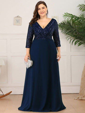 Glittery Sequin A-Line Bodice Full-Length Mother Dress