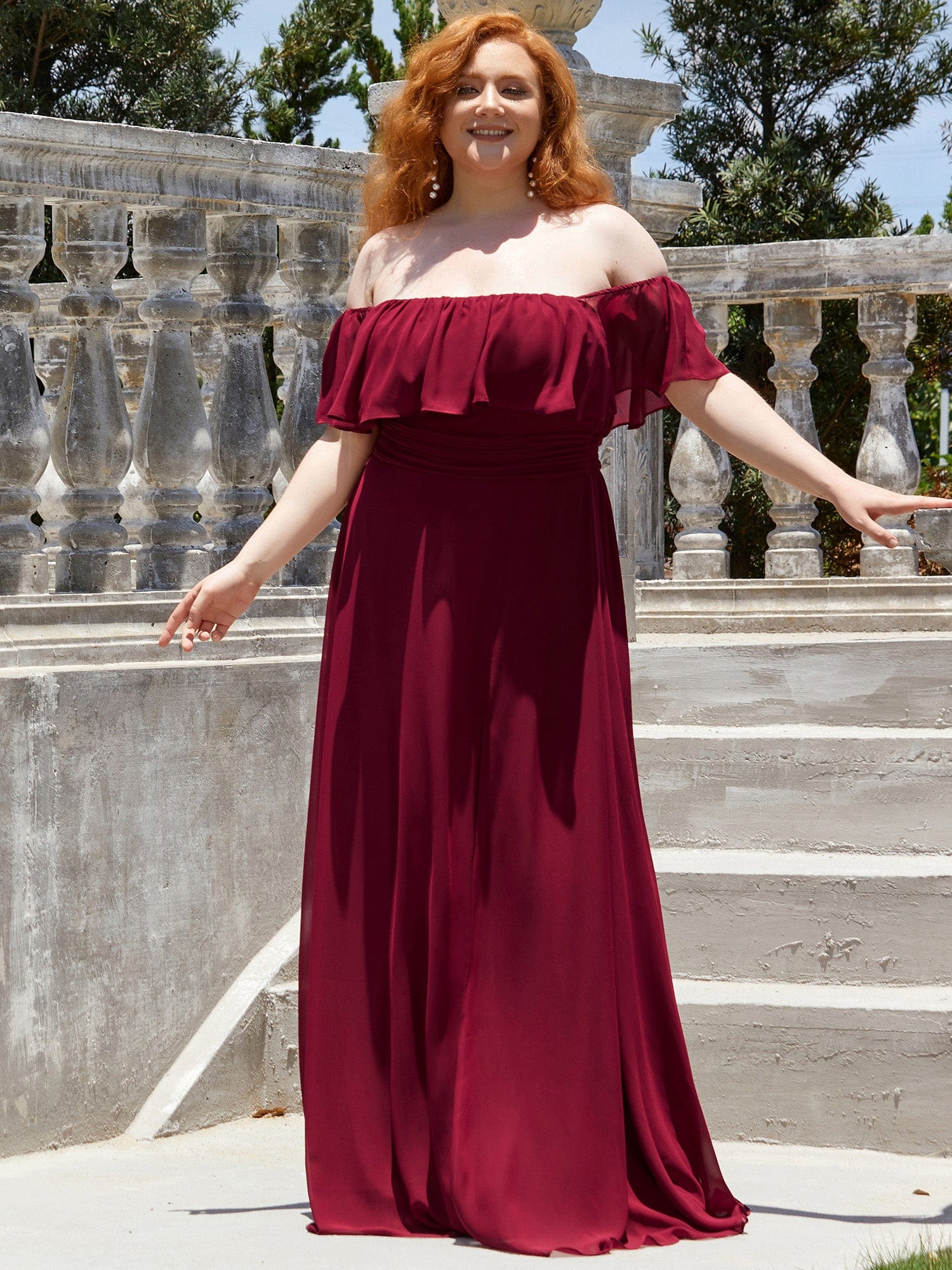 Off the Shoulder Burgundy Bridesmaid Dresses