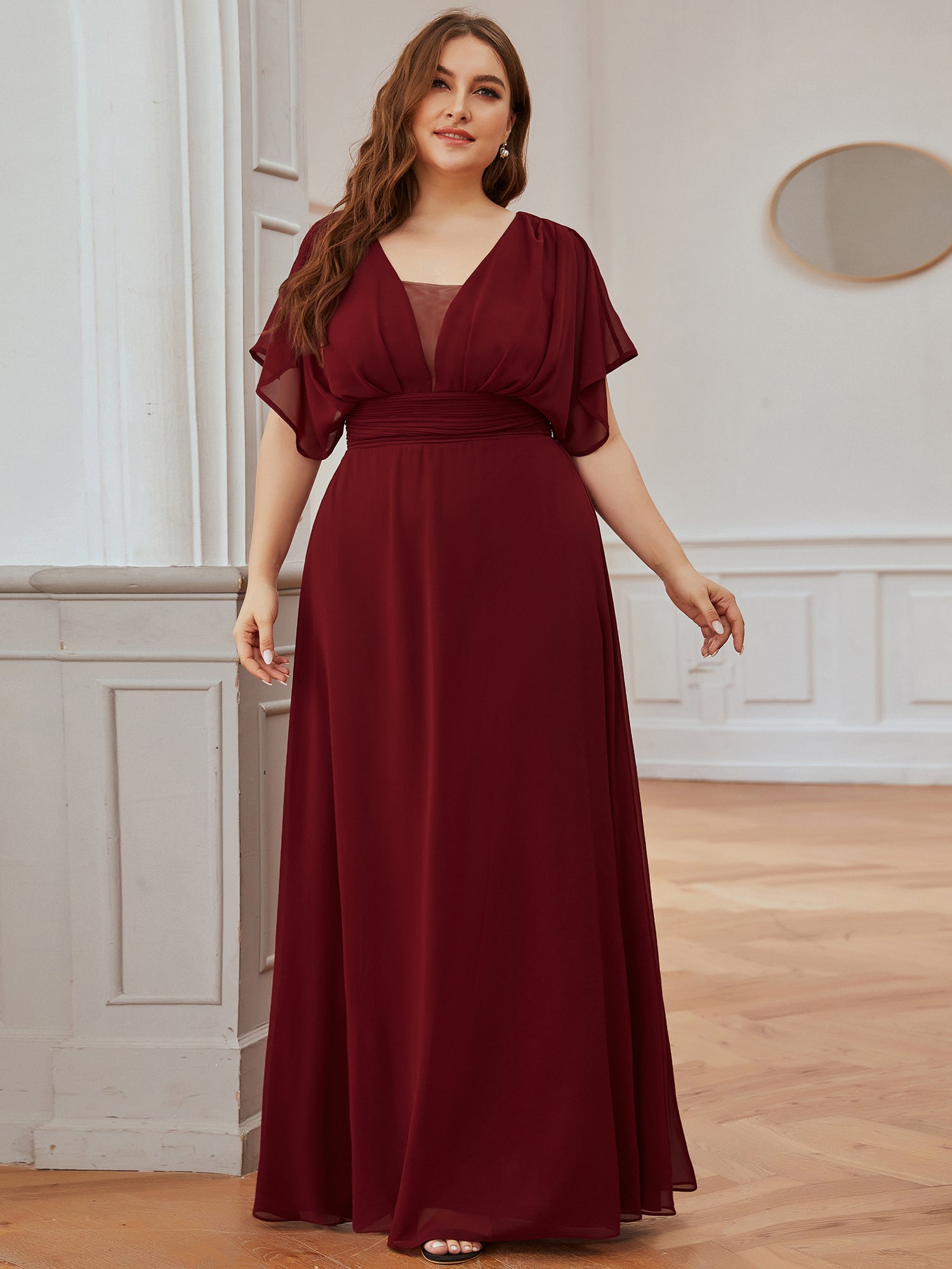 ever pretty long chiffon burgundy bridesmaid dresses