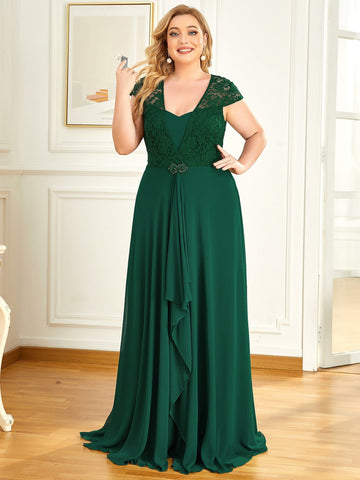 Flowy A-Line Lace Mother of the Bride Dress 