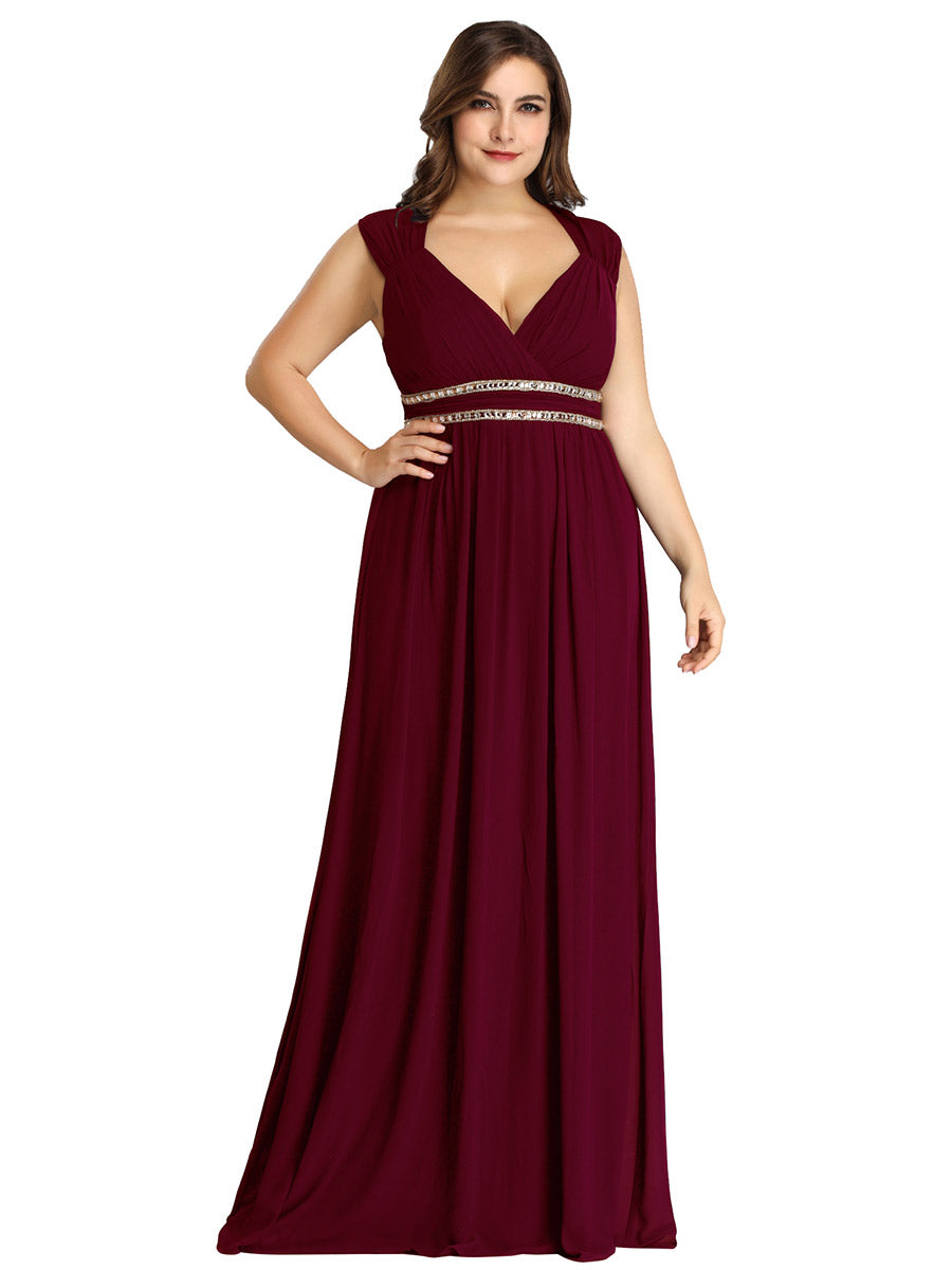 classic Greek-style burgundy bridesmaid dresses