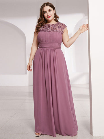 Floor Length Plus Size Cap Sleeve Mother Dress