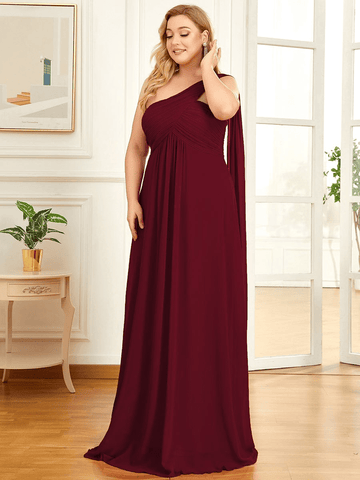 plus size one shoulder formal dresses for fall wedding