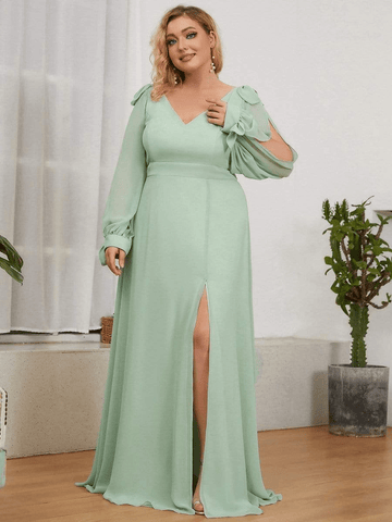 plus size long sleeve formal wedding guest dresses