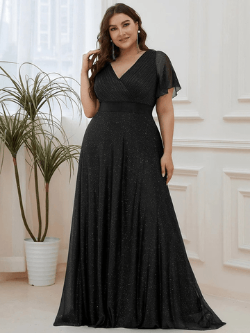 plus size v neck formal dresses