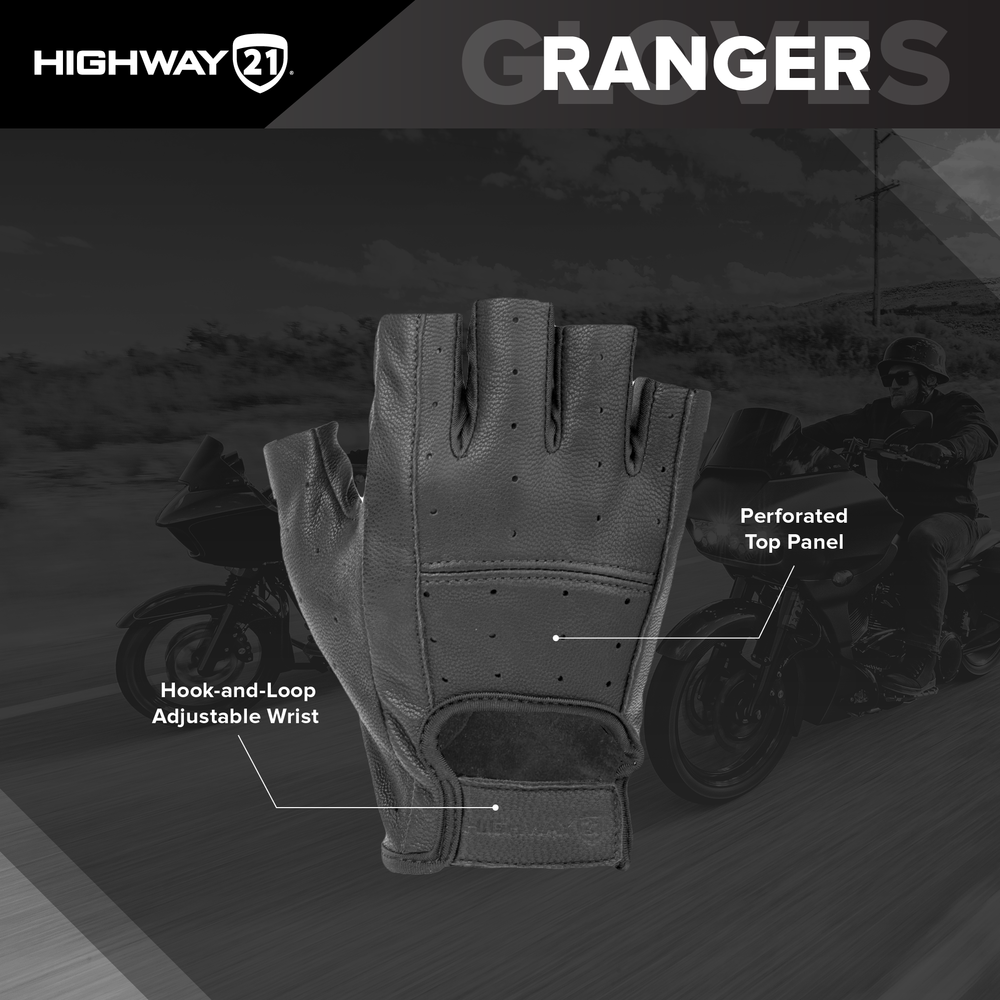 Highway 21 Ranger - Fingerless Glove Black