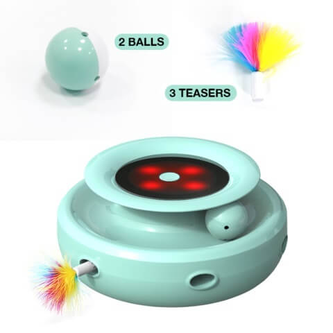 Electronic Catnip Track Interactive Cat Smart Toy FREE Bonus 2x Replacement Feather Teaser and 1x Extra Catnip Holder Ball