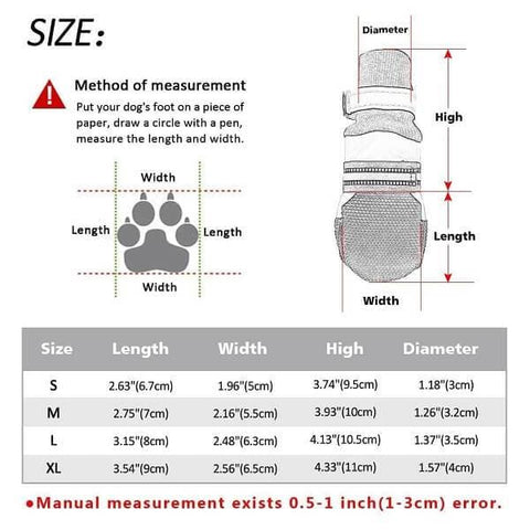 Anti-Slip Water Resistant Reflective Dog Boots Size