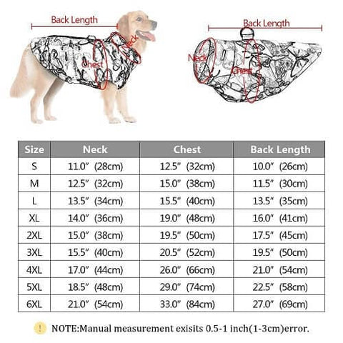 Dog Winter Jacket size
