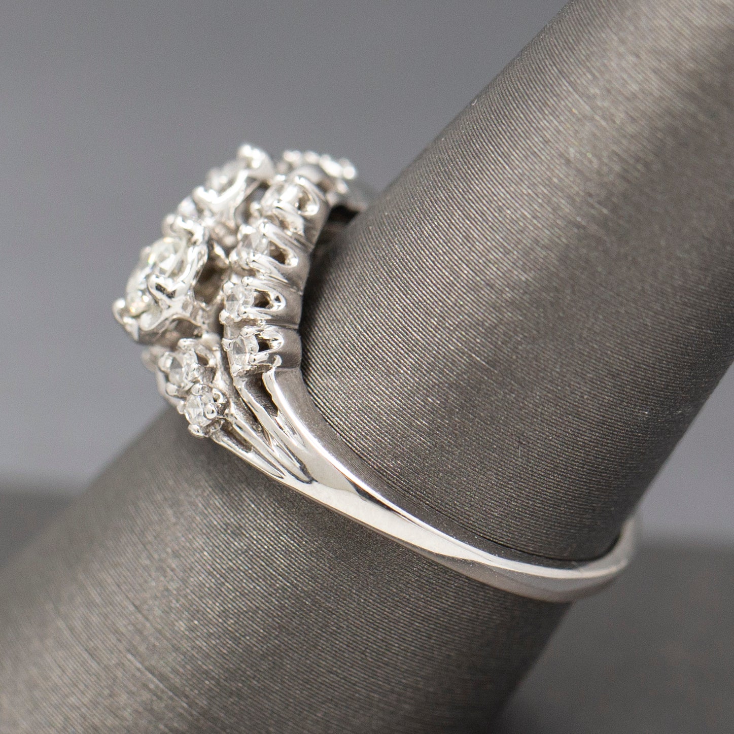 Vintage Two Stone Moi et Toi Diamond Engagement Ring in 14k White Gold