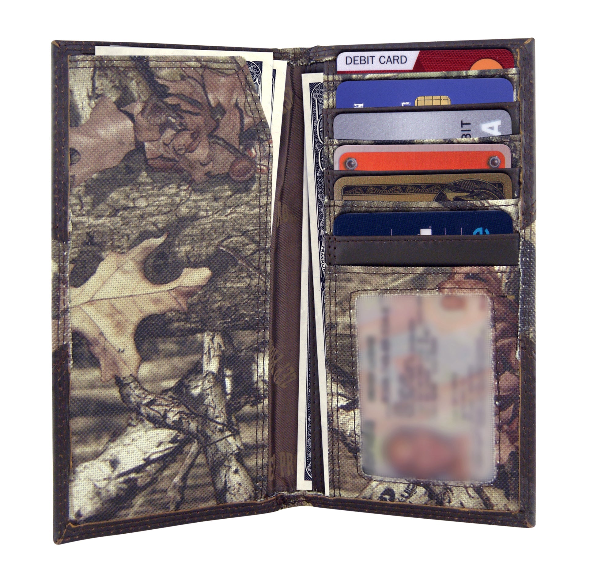 Ole Miss Rebels Mossy Oak Camo & Leather Roper Concho Wallet - NCAA