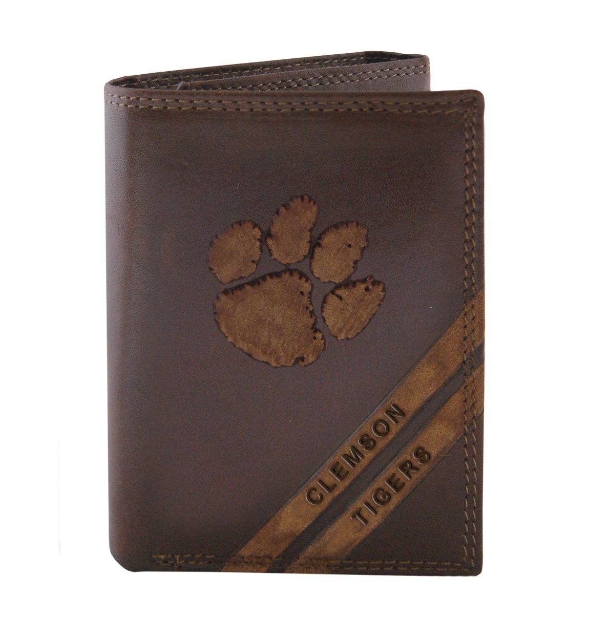 Clemson Tigers Debossed Leather Trifold Wallet - NCAA