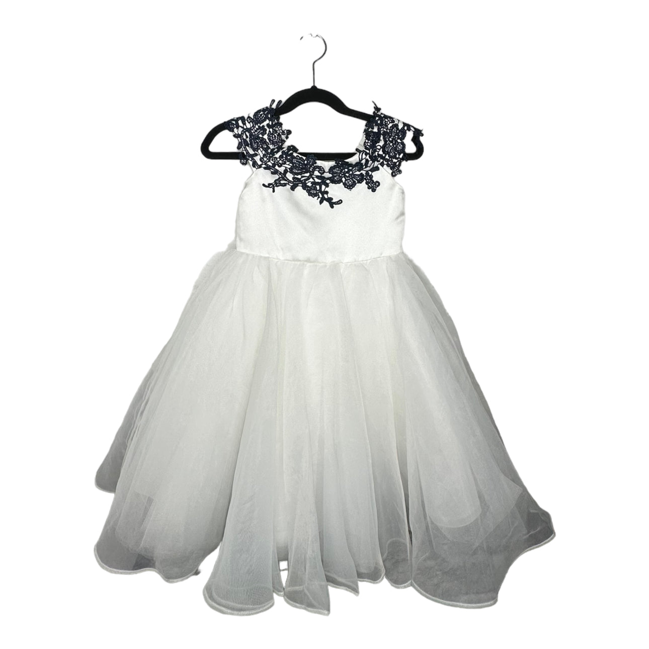 Satin Tulle Dress Eyelet Overlay