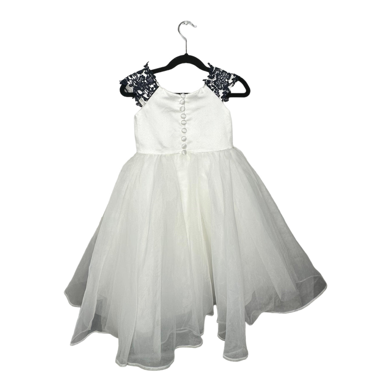 Satin Tulle Dress Eyelet Overlay