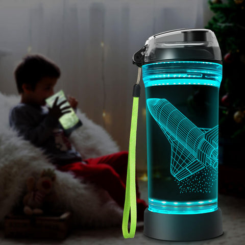 Aircraft 3D Glowing Water Bottle