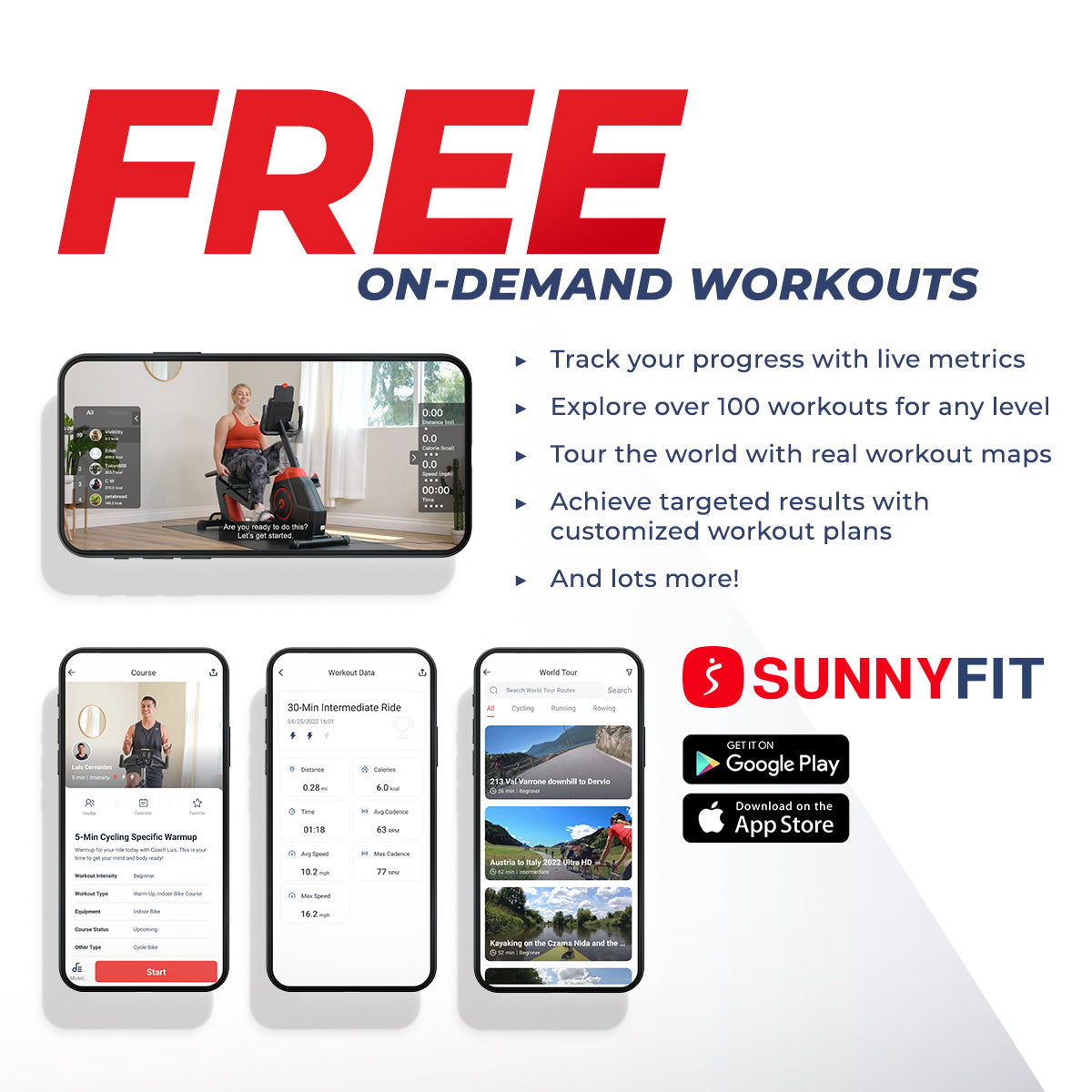 Premium Indoor Cycling Smart Stationary Bike with Exclusive SunnyFit? App Enhanced Bluetooth Connectivity