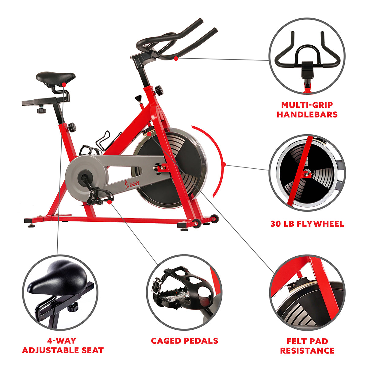 Red Chain Drive Indoor Cycling Exercise Bike Trainer