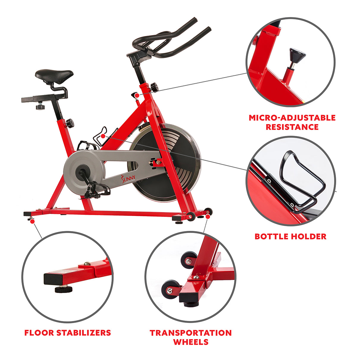 Red Chain Drive Indoor Cycling Exercise Bike Trainer