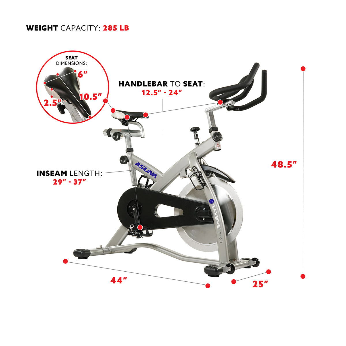 Sabre Cycle Exercise Bike - Magnetic Belt Drive Commercial Indoor Cycling Bike