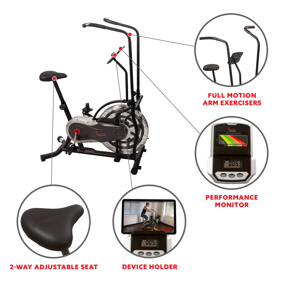 Zephyr Air Bike, Fan Exercise Bike w/ Air Resistance Indoor Cycling