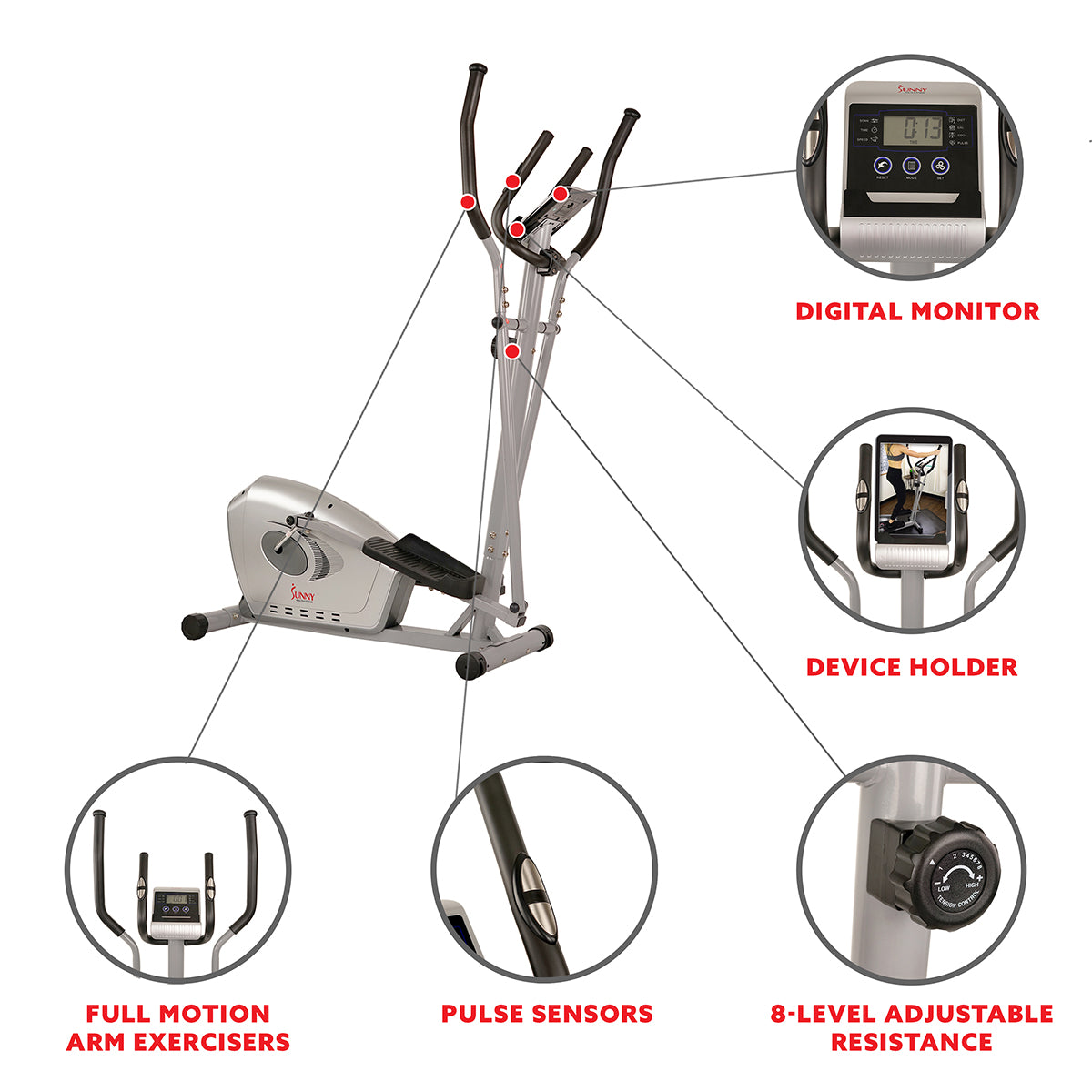 Magnetic Elliptical Trainer Fitness Machine