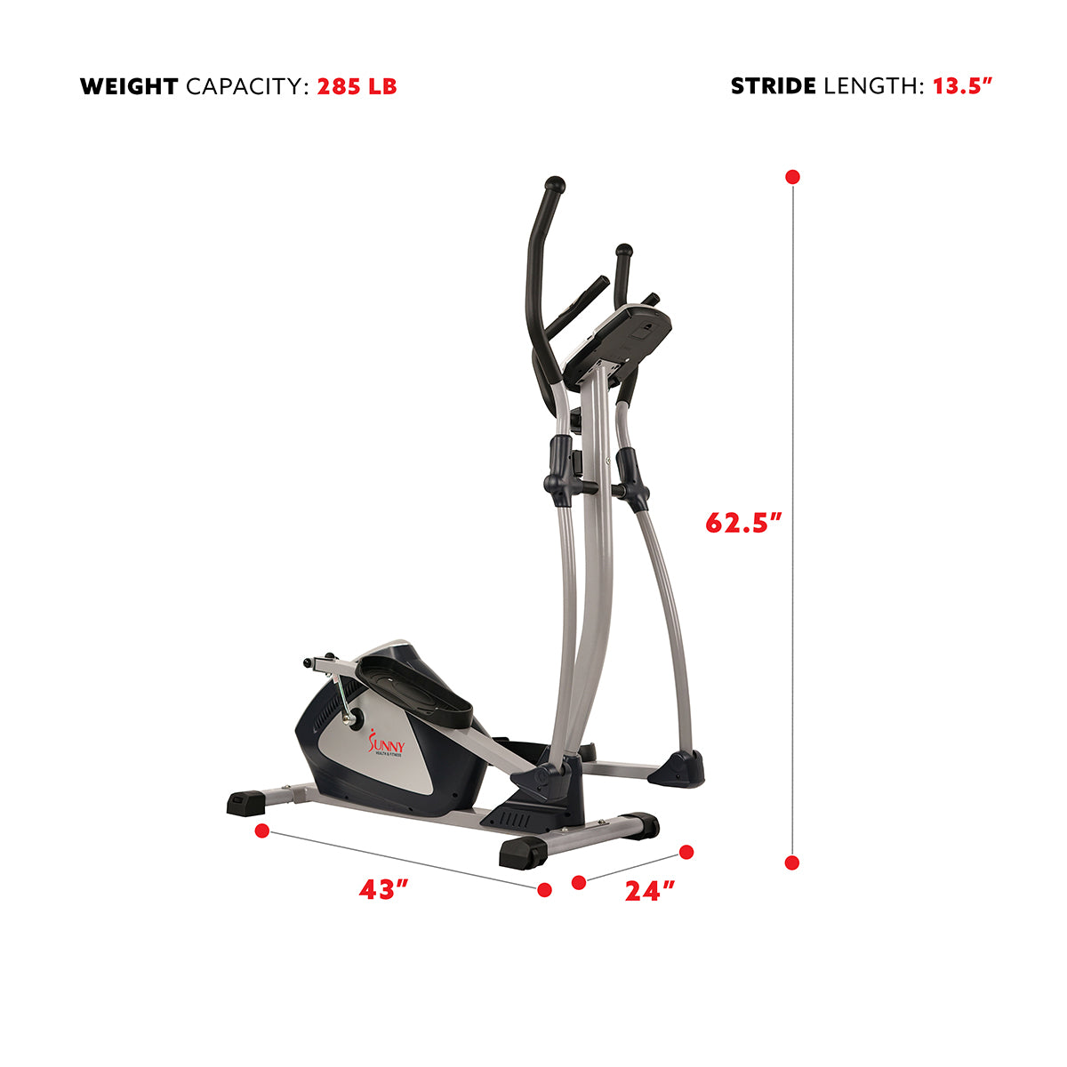 Magnetic Elliptical Machine w/ Device Holder, LCD Monitor and Heart Rate Monitoring - Endurance Zone