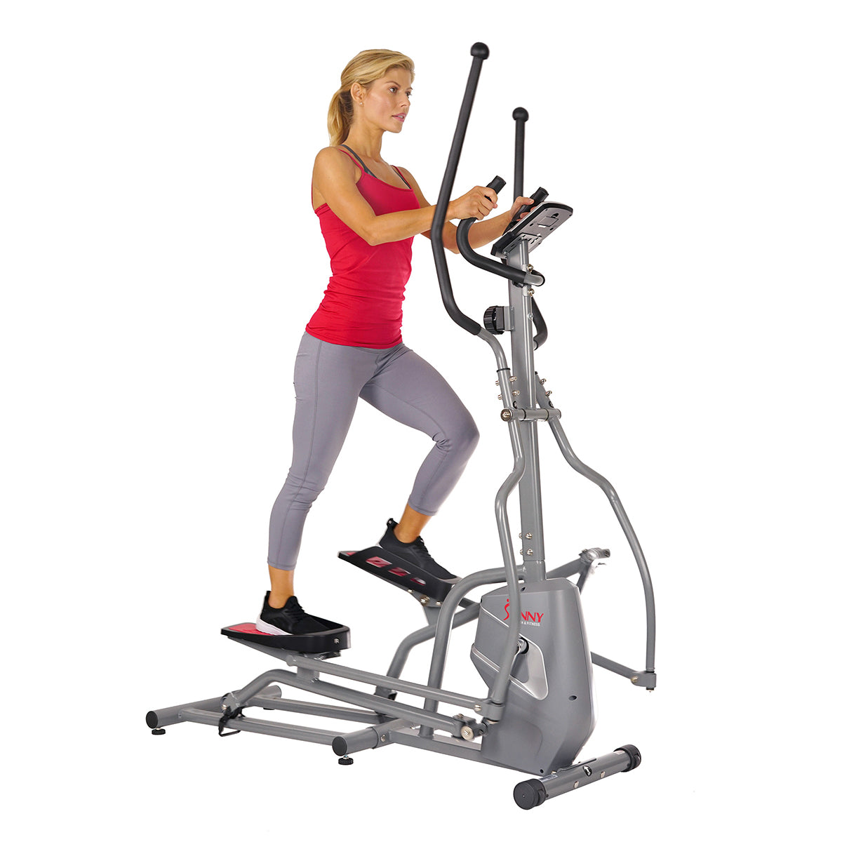 Elliptical Trainer Machine Magnetic Elliptical w/ Device Holder, LCD Monitor and Heart Rate Monitor