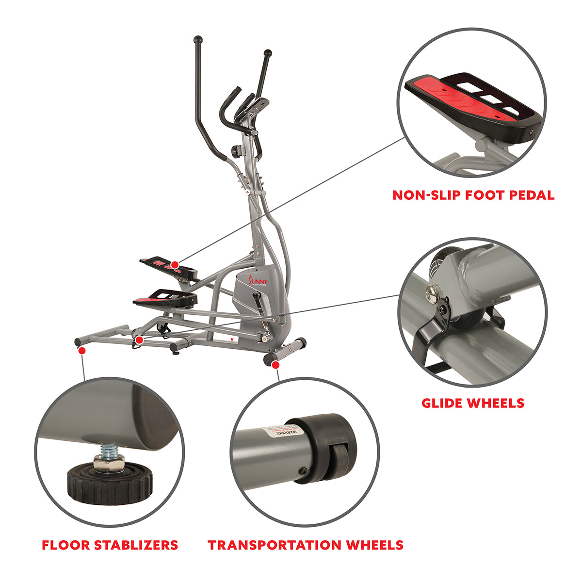 Elliptical Trainer Machine Magnetic Elliptical w/ Device Holder, LCD Monitor and Heart Rate Monitor