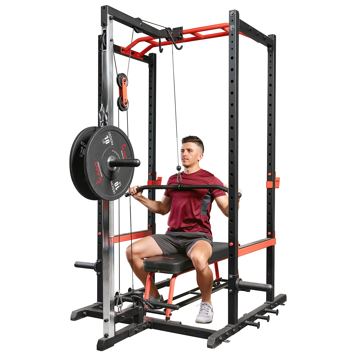 Lat Pulldown Pulley System Attachment for Power Racks