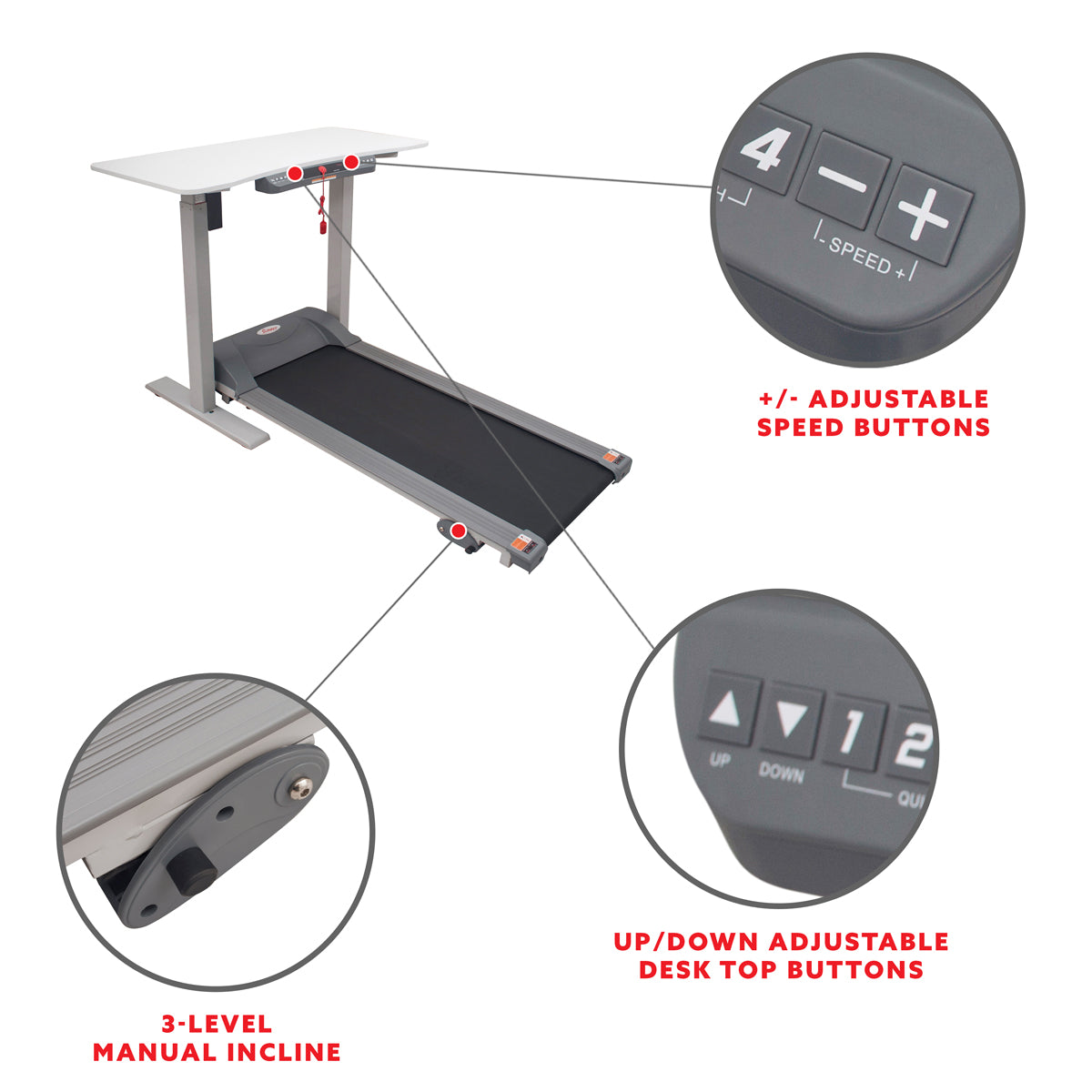 Treadmill with Detachable Automated Desk