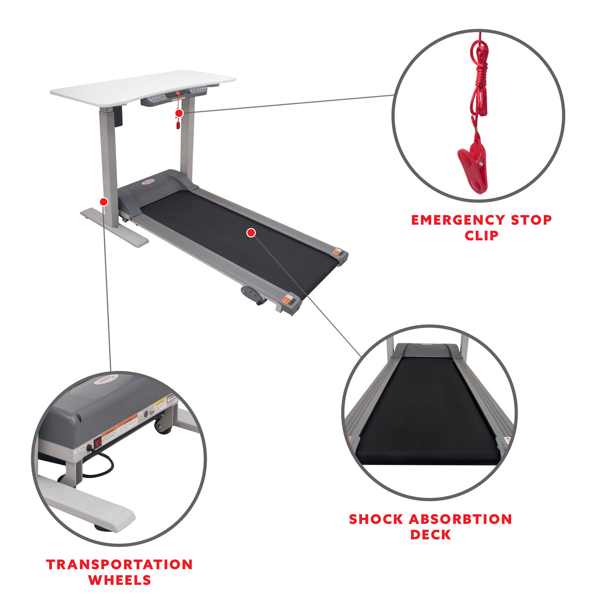 Treadmill with Detachable Automated Desk