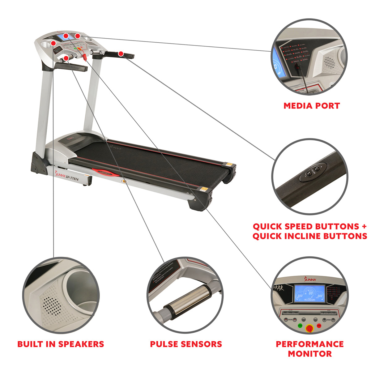 High Performance Treadmill w/ 15 Auto Incline Levels & Body Fat Function